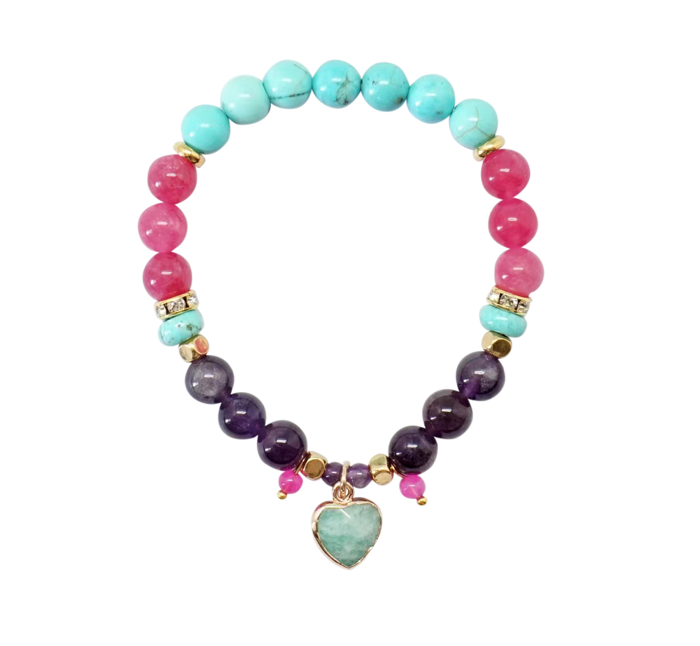 Heart Shaped Crystal Bracelet Gift Set - Turquoise