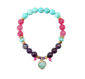 Heart Shaped Crystal Bracelet Gift Set - Turquoise
