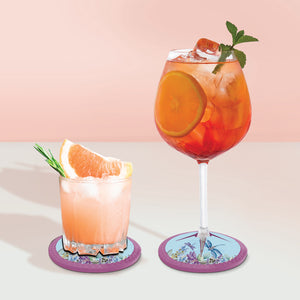 Wine Glass Coaster - Lavender Dragonflies