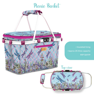 Picnic Basket - Lavender Dragonflies