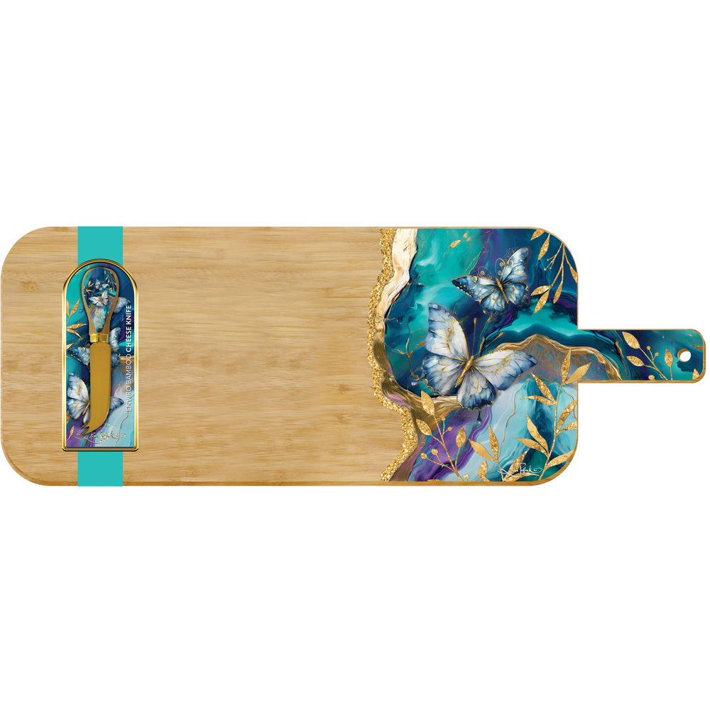 Large Resin Bamboo Platter - Tranquil Butterflies