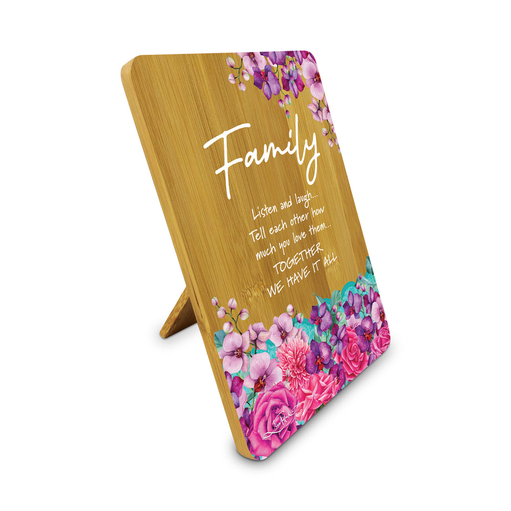 Bamboo Plaque - Rose Bouquet FAMILY