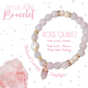 Crystal Point Bracelet Gift Set - Rose Quartz