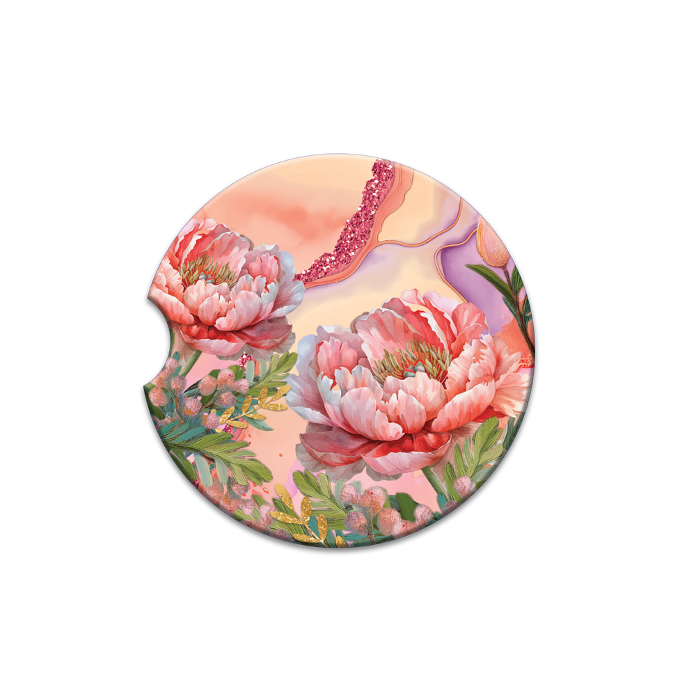 Car Coaster - Coral Peony