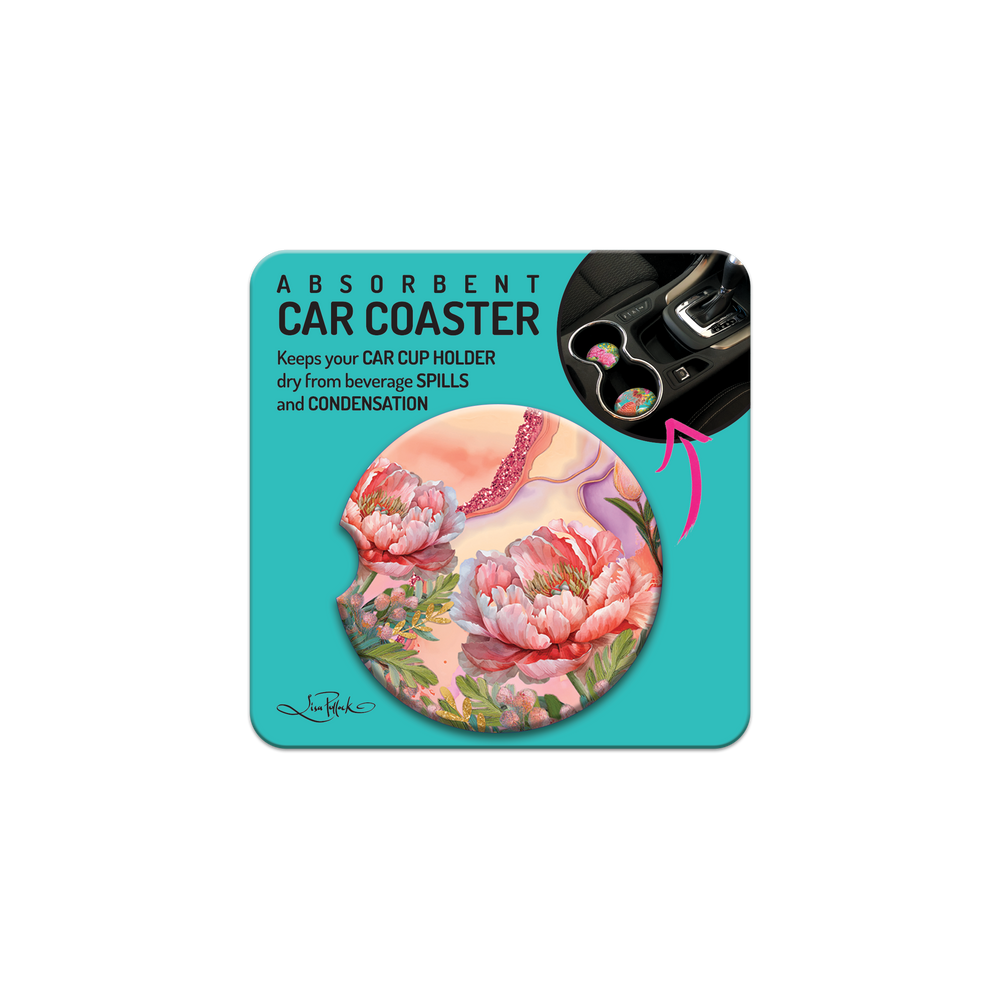 Car Coaster - Coral Peony