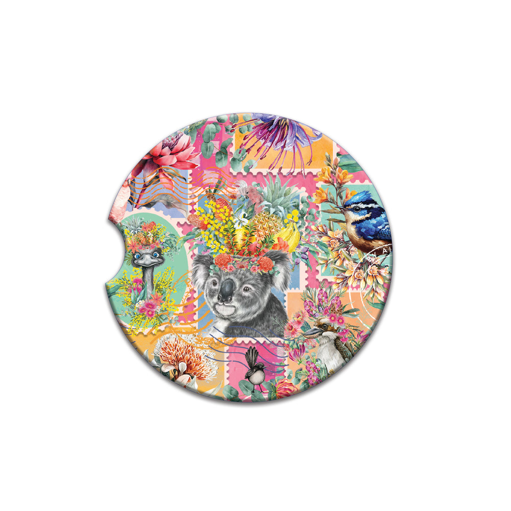 Car Coaster - Pretty Postage (pink)