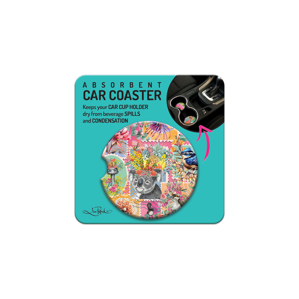 Car Coaster - Pretty Postage (pink)