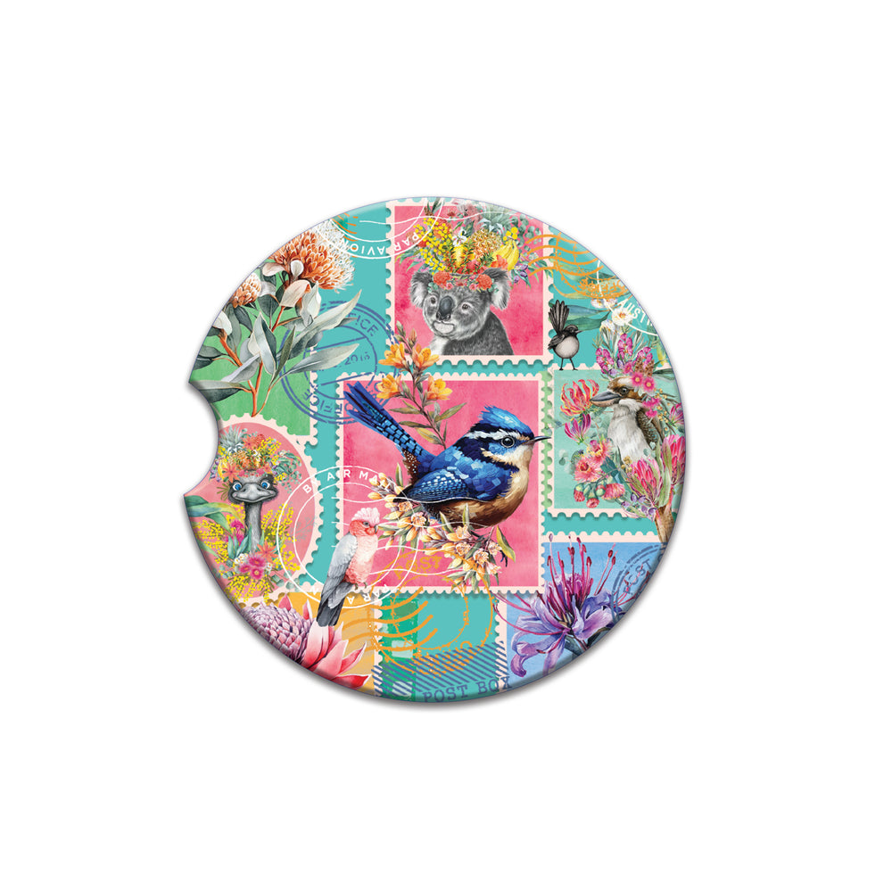 Car Coaster - Pretty Postage (teal)