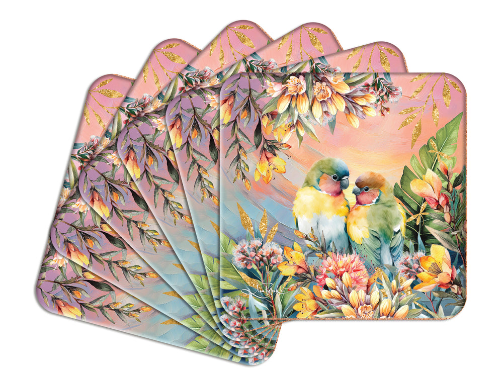 Sunset Love Birds Coasters