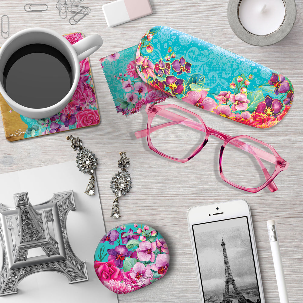 Glasses Case - Gold Rose Bouquet