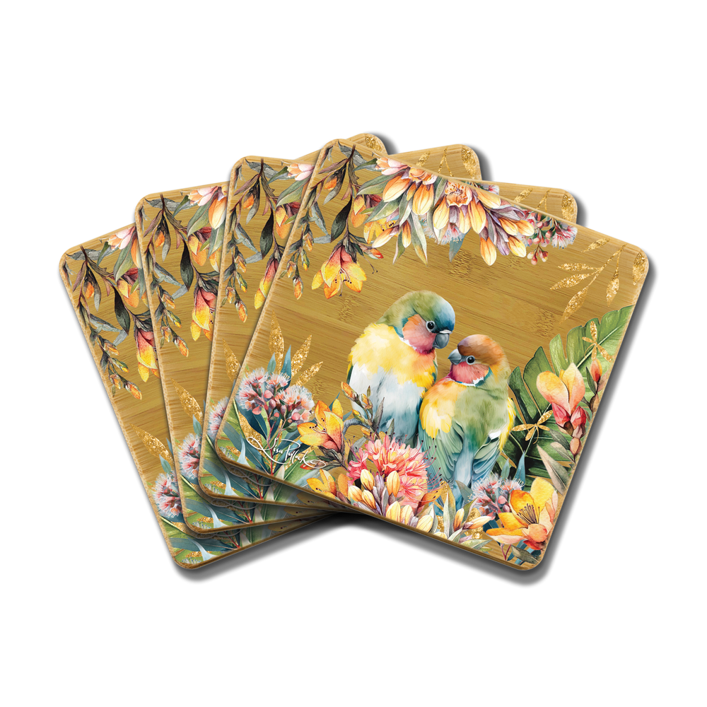 Coaster Set - Sunset Love Birds