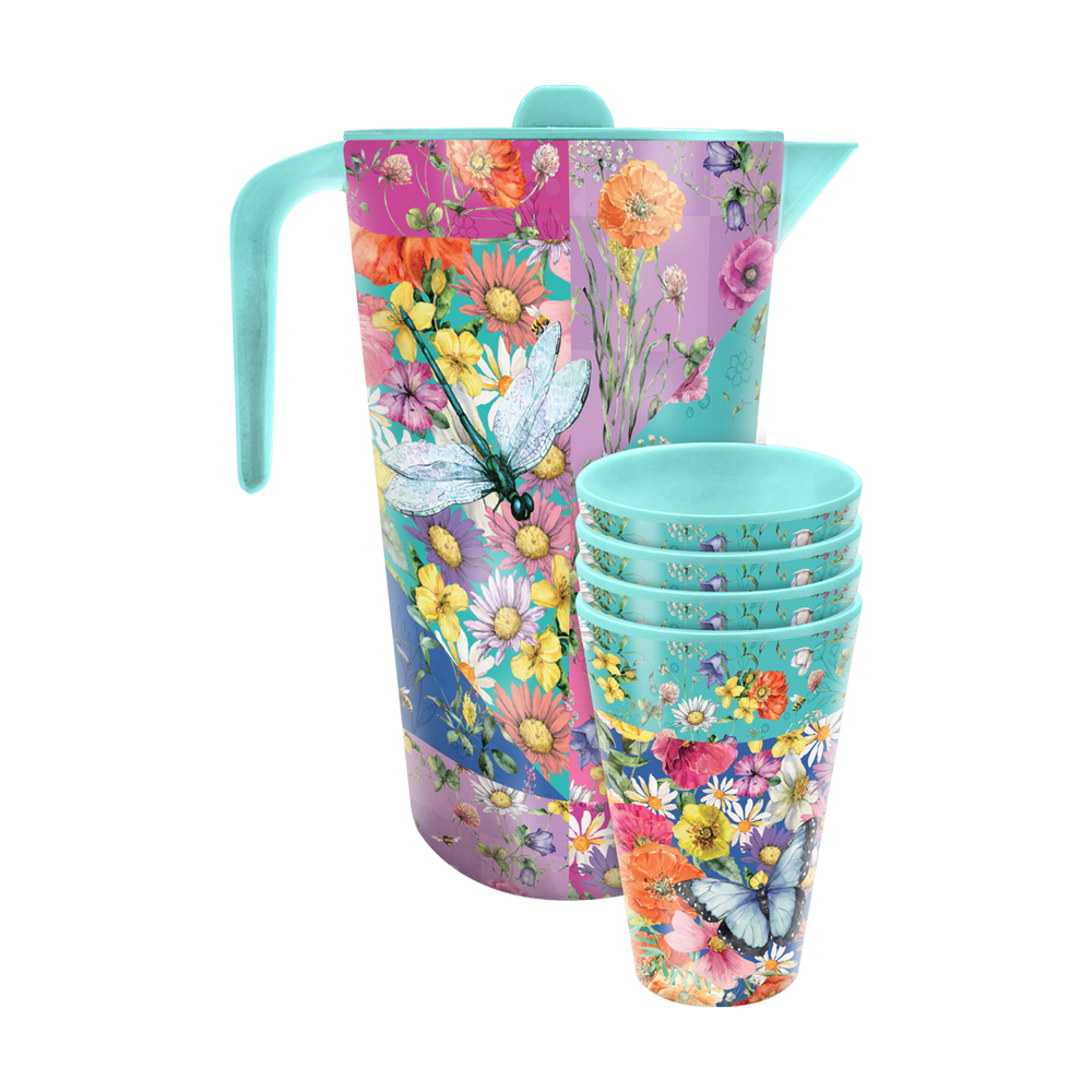 Melamine Jug & Cup Set -  Wildflower Patch