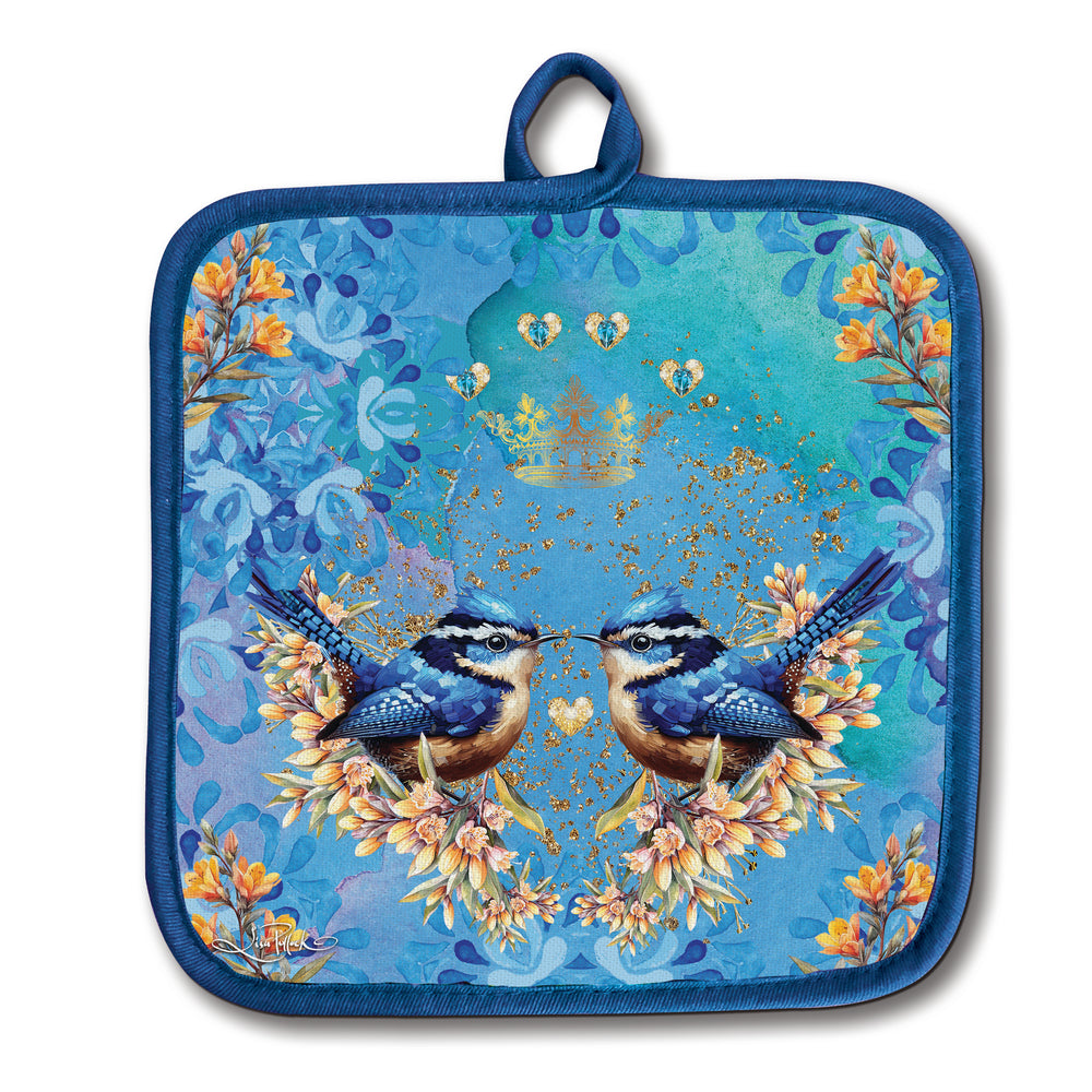Oven Mitt Pot Holder - Royal Wrens