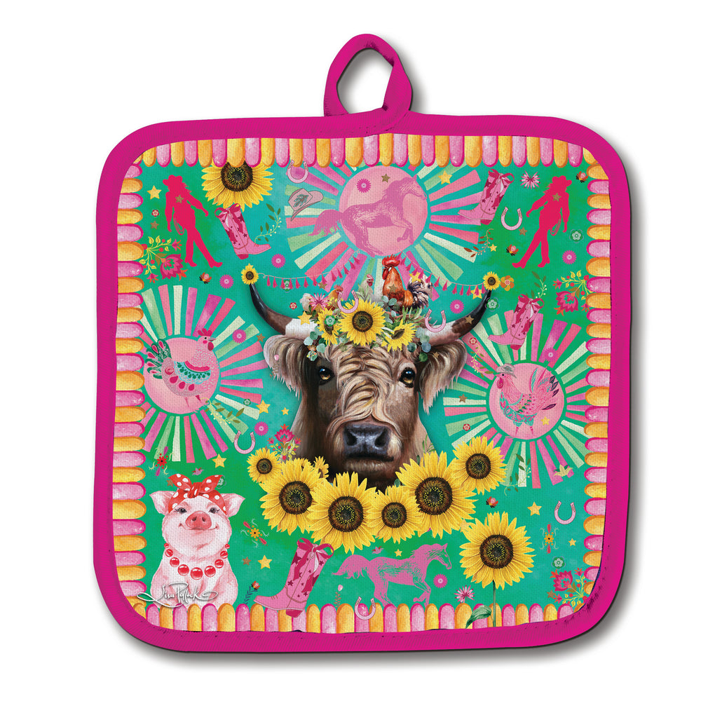 Oven Mitt Pot Holder - Carnival Cow