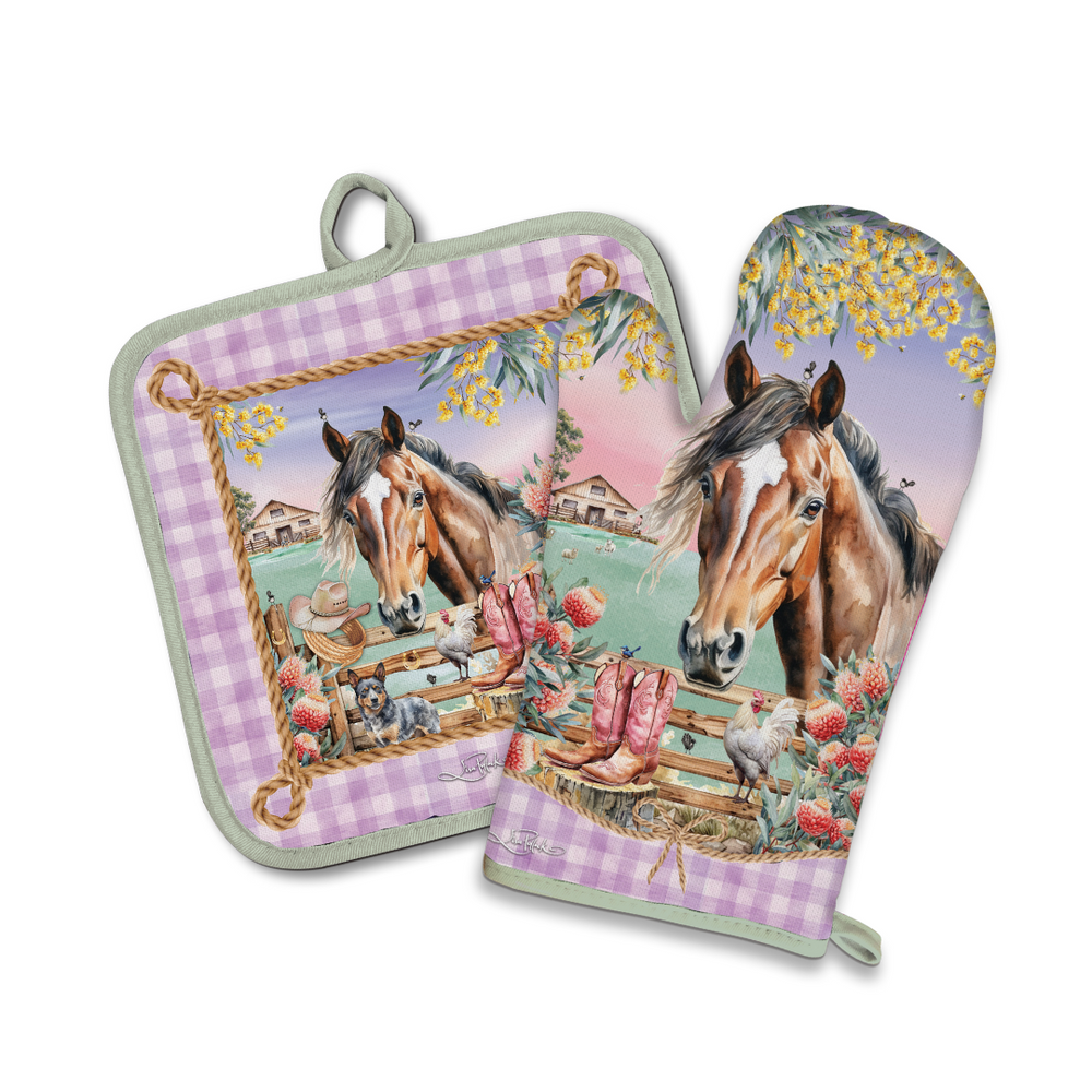 Oven Mitt Pot Holder - Country Dusk