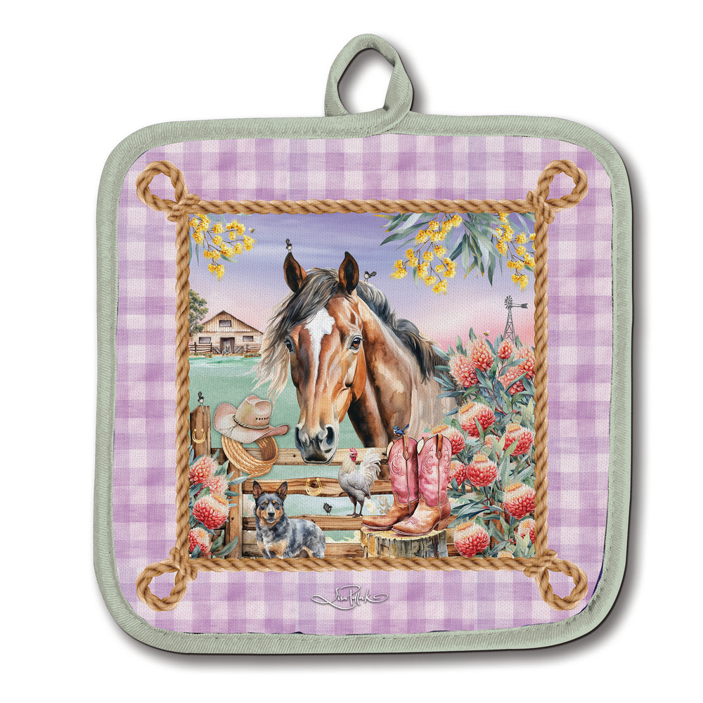 Oven Mitt Pot Holder - Country Dusk