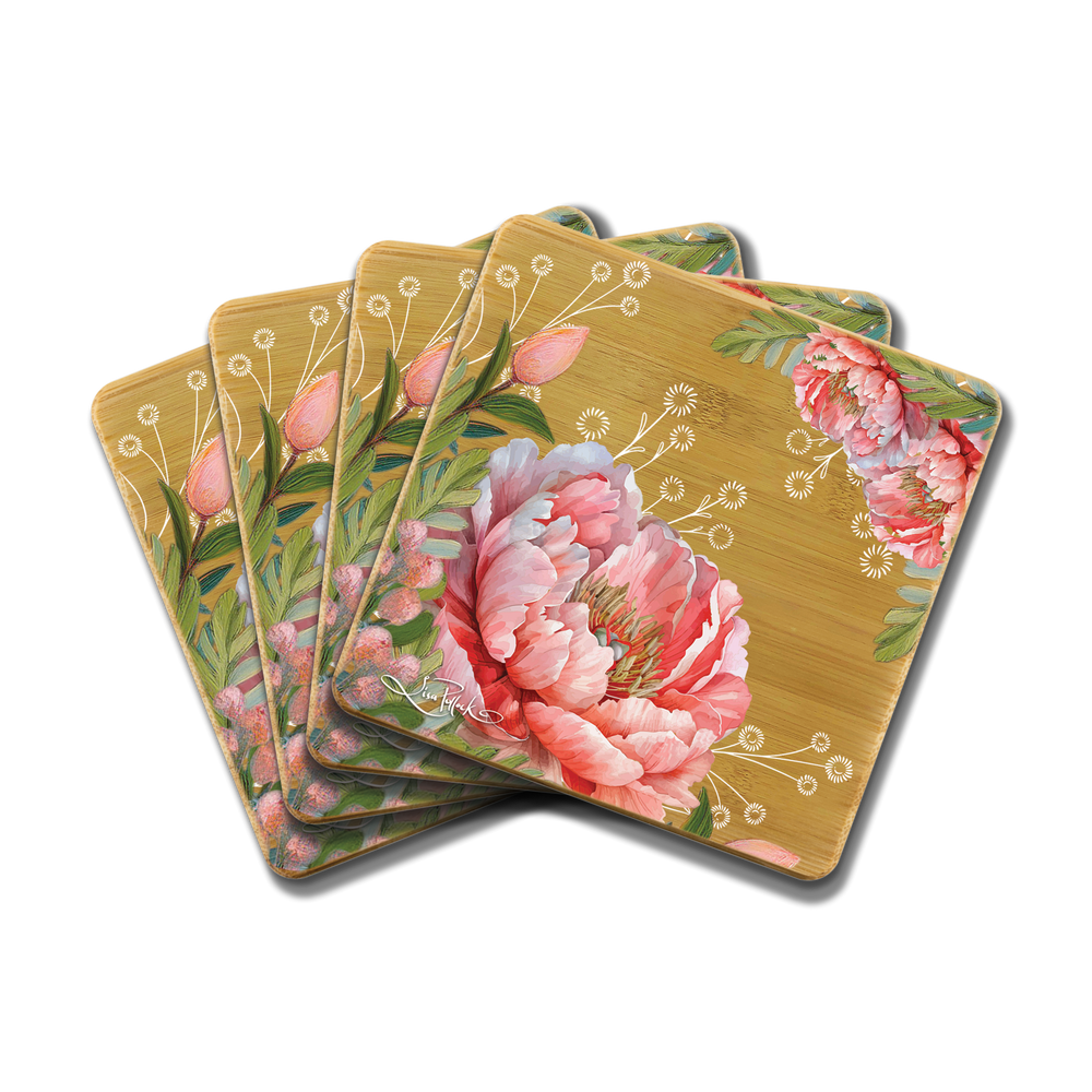 Coaster Set - Coral Peony