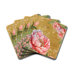 Coaster Set - Coral Peony