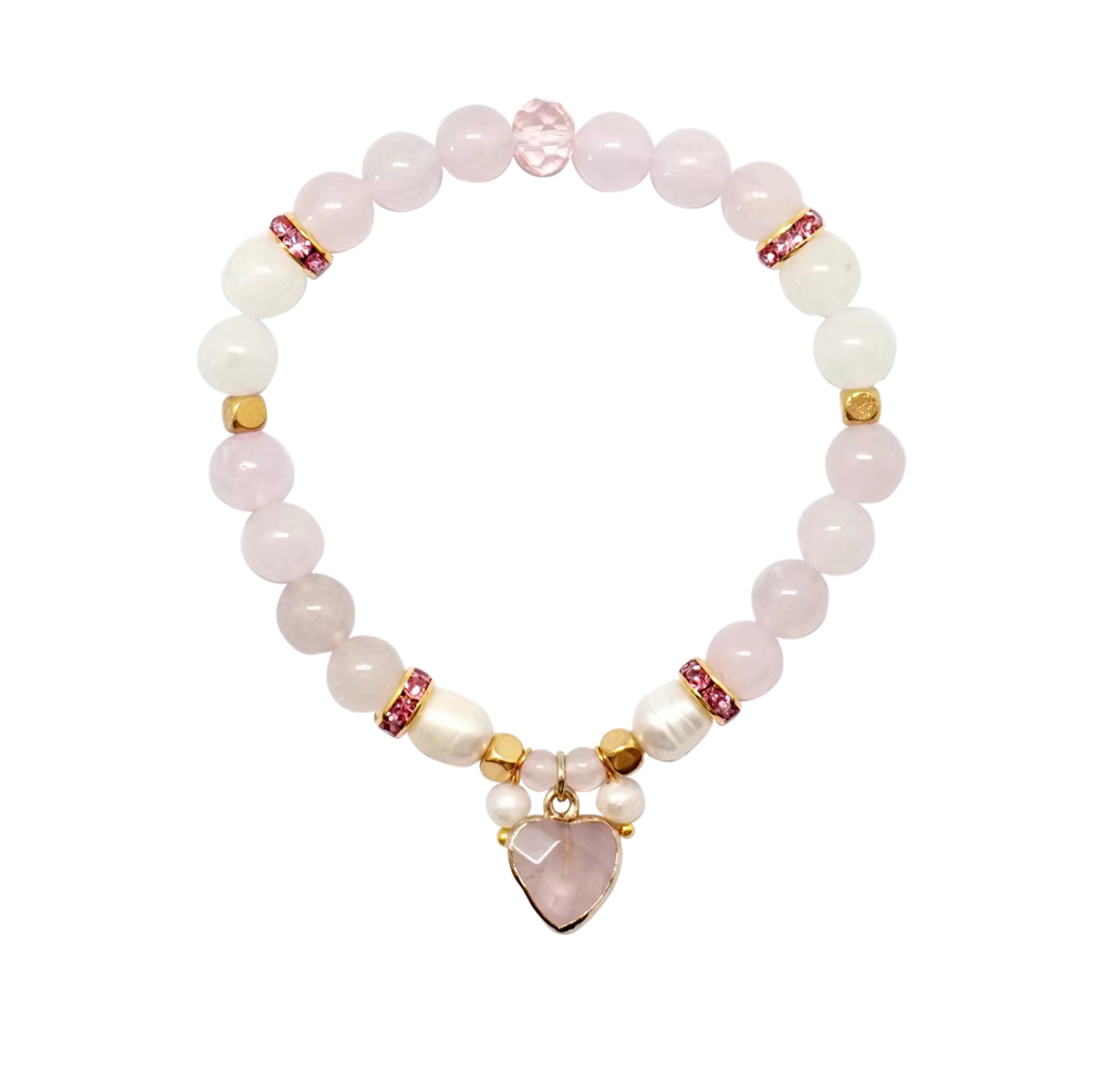 Heart Shaped Crystal Bracelet Gift Set Rose Quartz Lisa Pollock