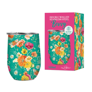350ml Bevvy -  Bright Poppies