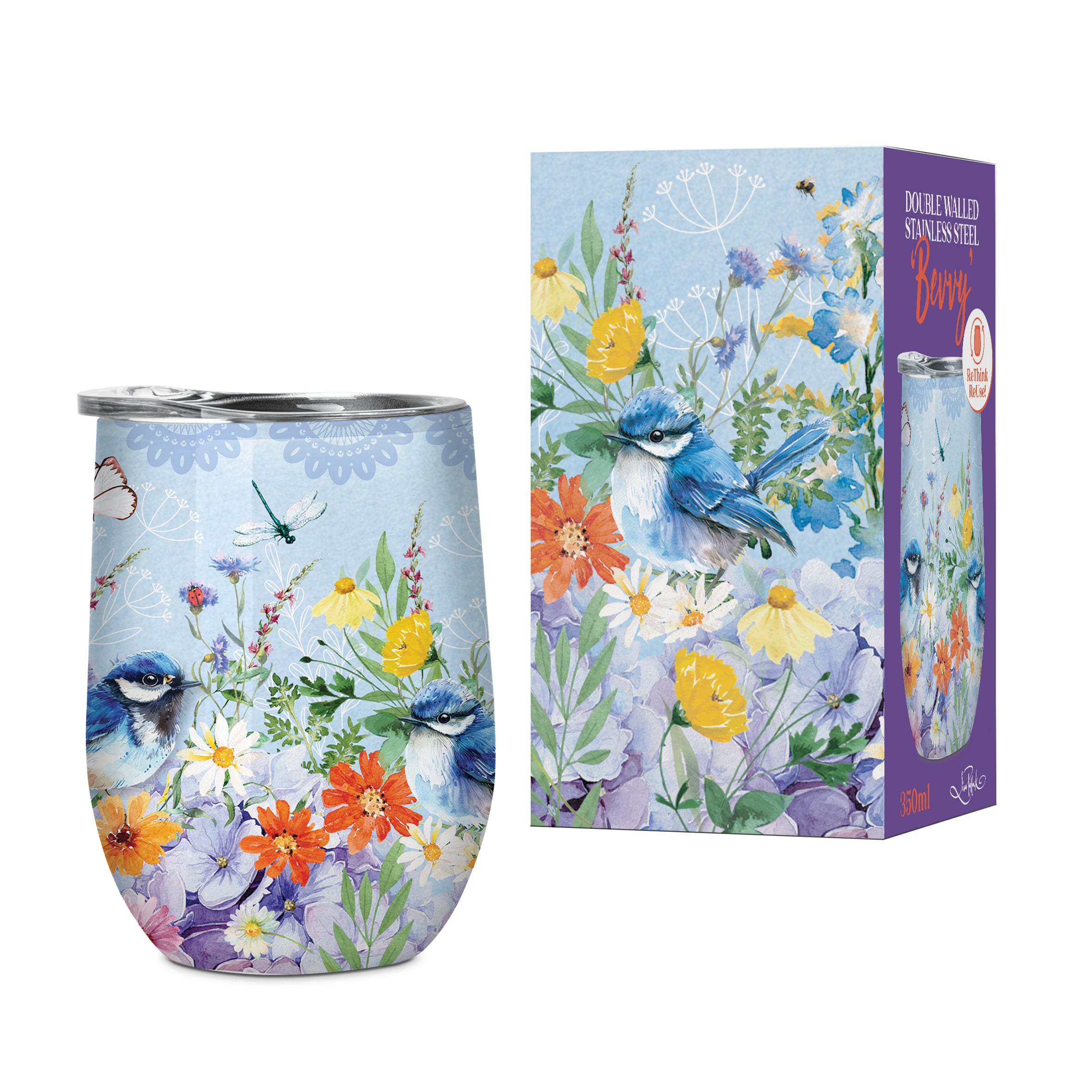 350ml Bevvy - Tea Time Wrens – Lisa Pollock