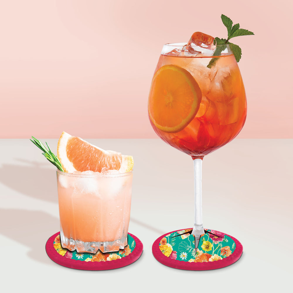Wine Glass Coaster - Bright Poppies
